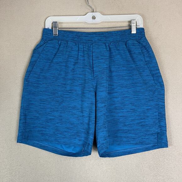 Lululemon Swim Trunk Mens M Blue Channel Cross Mesh Lined Stretch Drawstring - Picture 1 of 13